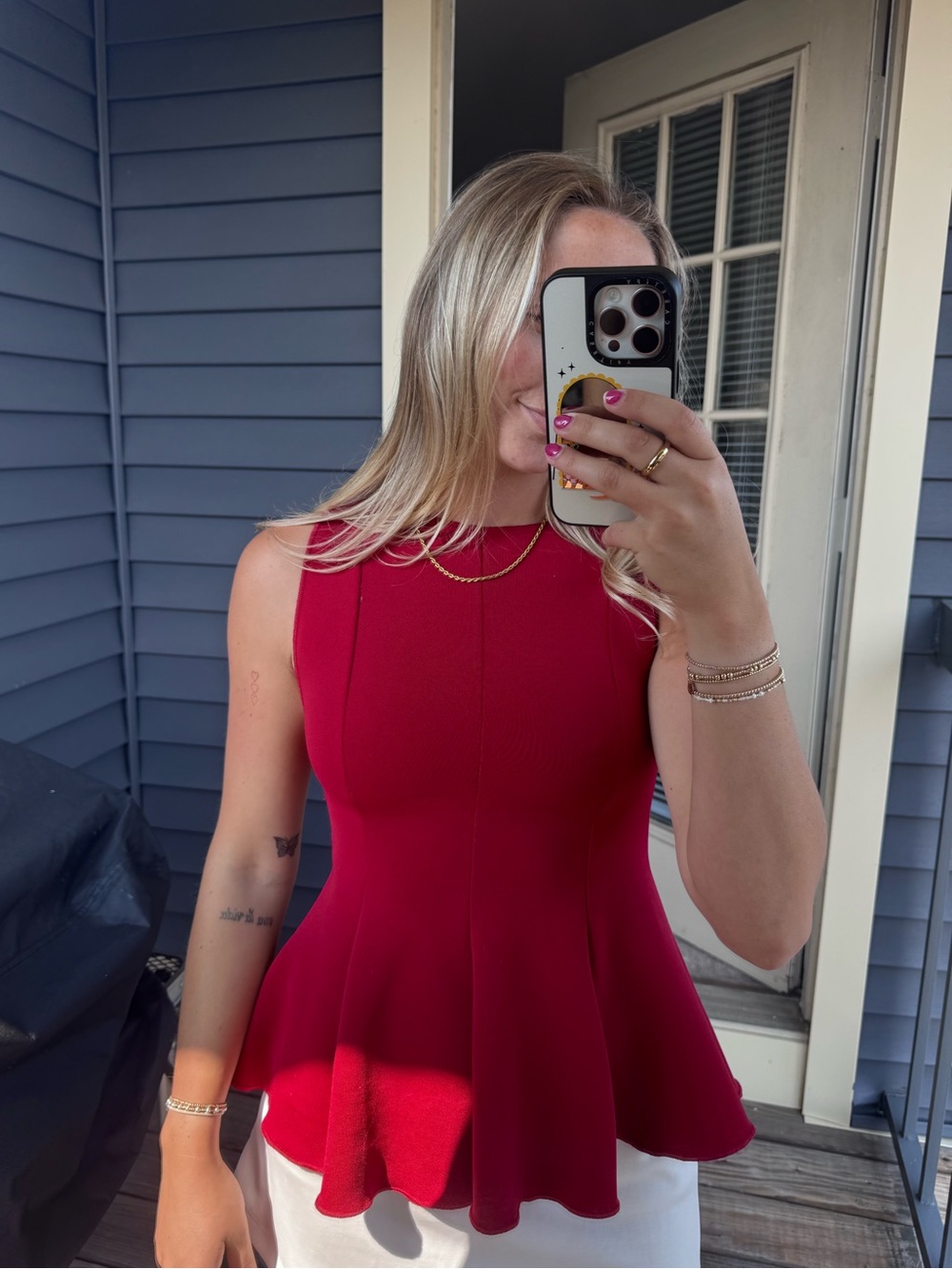 H&M Sleeveless Red Peplum Women's Dress Top